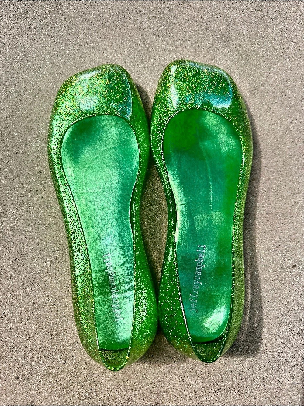 Jeffreys Campbell Green Glitter Flats US 7